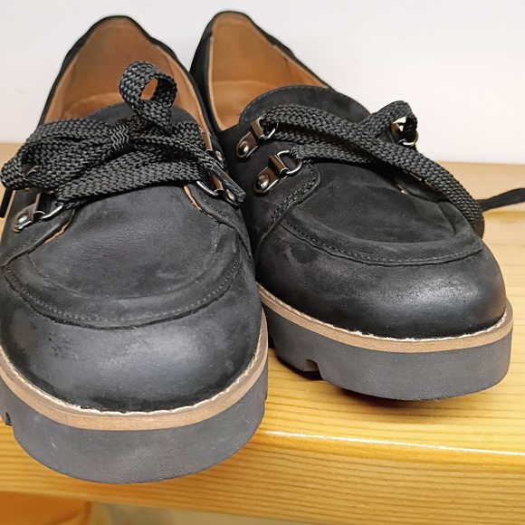 Vionic Teagan Shoes Women's Size 6.5 Black Nubuck Leather Lace Up Lug Loafers - Picture 14 of 14